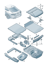 3G8864471-Bracket Carpet, trunk lid