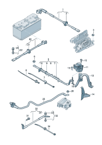 7L0971225-Wiring harness-battery positiv For vehicle type w/battery For vehicle type w/battery   F
