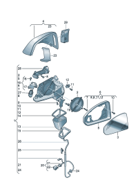 4M1857409BS-Mirror assy-outside, band Adj-power