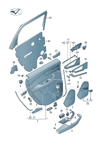 4M0867304BJ0M-Finisher, door (artificial leather) (soul (black)/nougat brown)