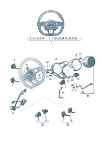 4S0951523E-Set of button Driving mode selection and automatic start and stop, For steering wheel