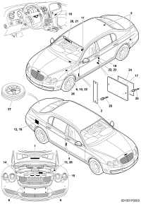 3W8010494E-Sign Caution *OVERFILLED ENGINE OIL CAN *DAMAGE CATALYST. *ENGINE OIL FILLE