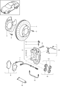 99735193908-Brake pad set no.1, Disc brake  Axle assy-fr Porsche panamera: Retainer