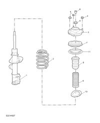11007172-Base, front suspension shock absorber support, upper