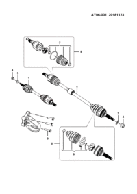 23513615-Shaft assy (N15T 6MT), front drive, rh/lh