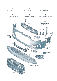 8W0807065BCGRU-Cover, bumper (primer)