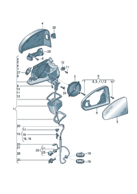 8W1857409AP9B9-Mirror assy-outside, band Actuator assy-power