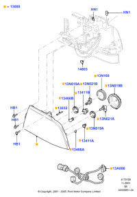 2L1Z13A006AA-Wiring, headlamp inside