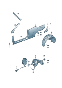 1Q0809844-Frame, quarter panel Trim  Adjust with a tool