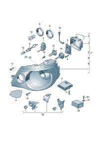 1Q1941753B-Headlamp, for dynamic And static turn lamp  (For traffic only)