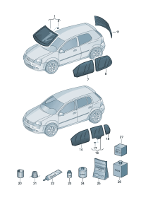 1K0845011BB-Windshield (laminated glass), Band vin Windowed   For vehicle models with rain sensor