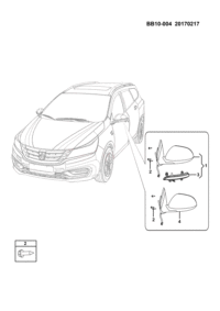 23993218-Mirror assy-outer (plain), lh