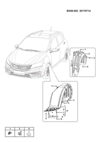 23554364-Pad assy-rear wheel house lh (for vehicle models LZW7159 & N12AMT)