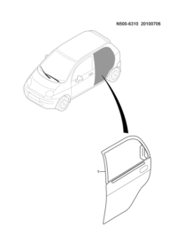 23885132P-Door & hinge assy-rr rh (w/hole)