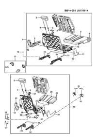 23985313-Cover, rear guide ring (non -7 AMT, 6/4 divided three seats, folding, 4 points can be turned over (6