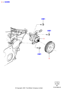 6L8Z3A696BA-Pump assy-p/s with pulley