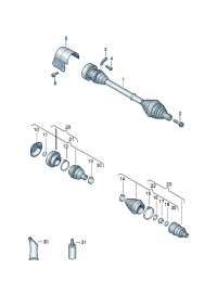1K0407272KJ-Band f joint Shaft, half swing