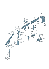 2K0867243MY20-Guard, B- pillar Car model for sliding door (pearl gray)
