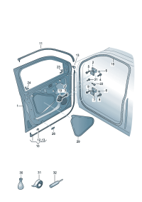 2H0831056AG-Door assy-rr, lh Adjust with a tool Pay attention to the repair manual