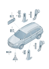 8E0010171J-Emblem air bag Use of child When the seat.   Callout with the following language: