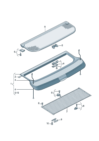 8P4867769BF2J9-Lid, luggage compartment Cover  Add-contain position: (ghost (black))