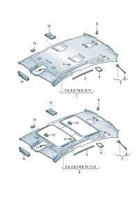 4N4867505AH-Moulding headlining For w/belt extension The model of