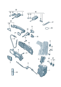56D800375E-Cylinder set, for 1 set Handle & ign Sw assy   Lock & key Contains: Be sure when order