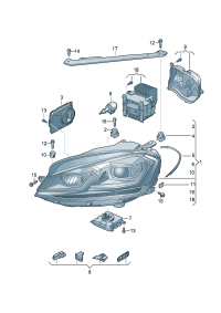 5GG941059A-LED headlamp Contains: