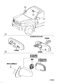 8790804180-MIRROR SUB-ASSY, OUTER REAR VIEW, RH