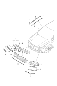 5HG853651P-GRILLE RADIATOR
