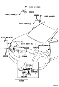 534100E120-HINGE ASSY, HOOD, RH