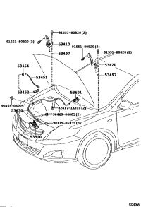 5351012890-LOCK ASSY, HOOD