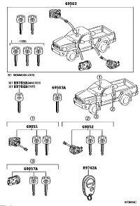 6905204020-CYLINDER & KEY SET, DOOR LOCK, LH