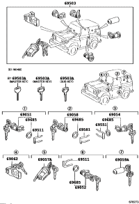 6905160140-CYLINDER & KEY SET, DOOR LOCK, RH