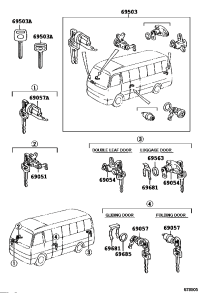 6905136071-CYLINDER & KEY SET, DOOR LOCK, RH